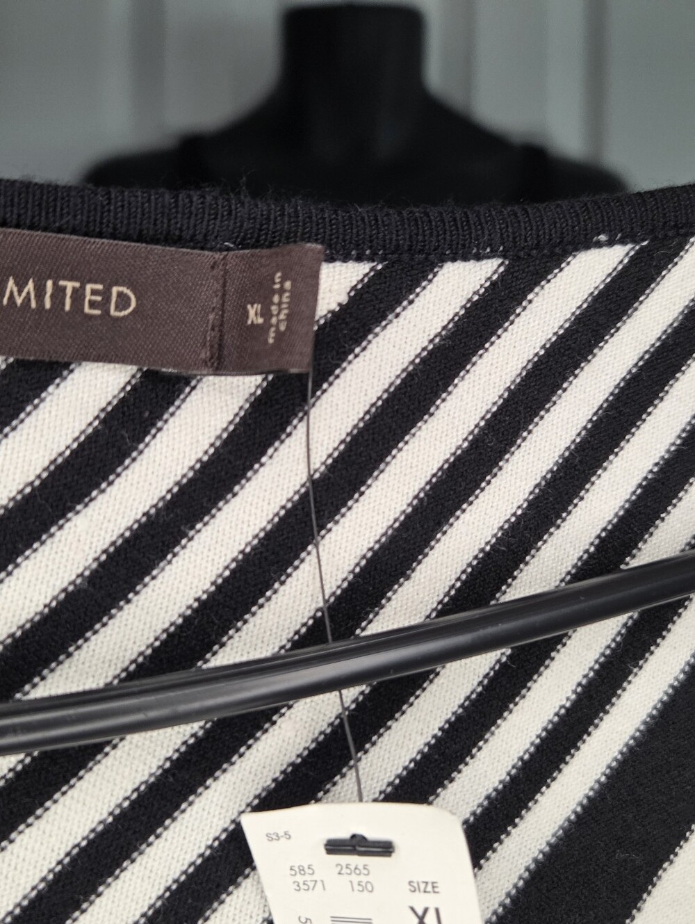 The Limited Black and White Asymmetrical Striped Sweater - Picture 4 of 4
